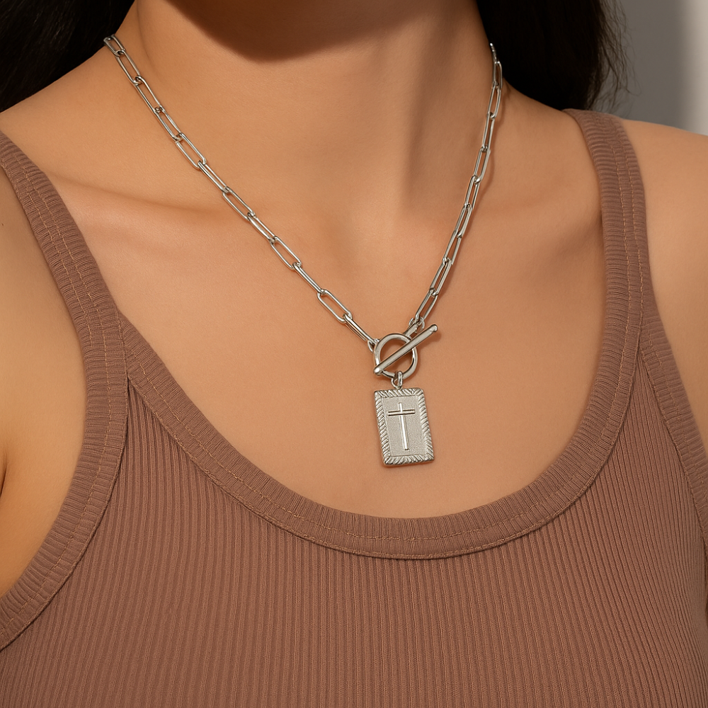 18K Cross Choker Necklace