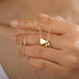 Collares con Inicial y Corazón de Oro Real de 18K