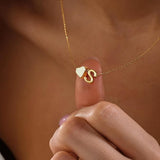 Collares con Inicial y Corazón de Oro Real de 18K